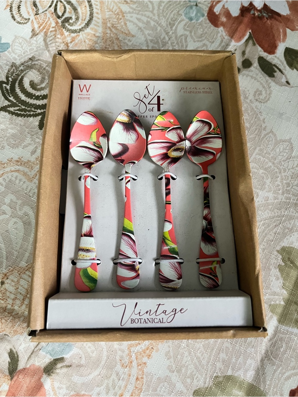 Wallace Vintage Botanical Set of 4 Coffee Spoons
